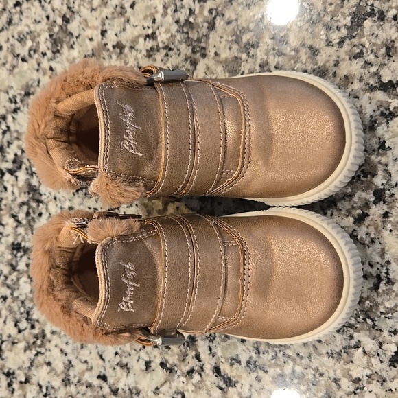 BLOWFISH GIRL'S METALLIC BROZE ZIP-UP HI' TOP SNEAKERS. SIZE 6M. - Picture 6 of 10